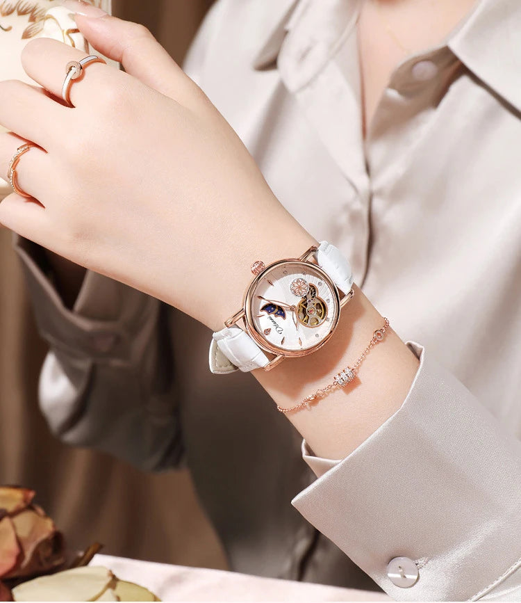 Luxury Women's Automatic Mechanical Watch with Moon Phase - Smarsty