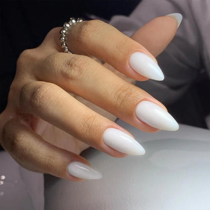 Medium White Square Press On Nails 24PCS for Parties - Smarsty