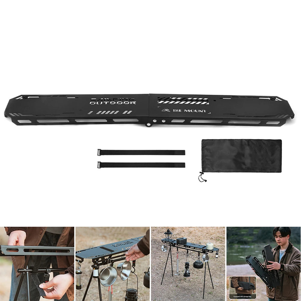 Foldable Camping Tripod Top Plate High Strength Bending Camping Hanging Rack Top Plate with Hanging Hole for BBQ Picnic Hiking