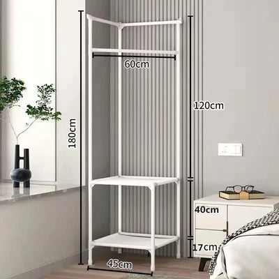 Corner Coat Hat Rack Multifunction Multi-Layer Floor Standing Corner Hanger Detachable Removable Metal Clothing Storage Shelf by Smarsty