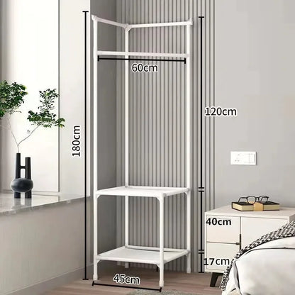 Corner Coat Hat Rack Multifunction Multi-Layer Floor Standing Corner Hanger Detachable Removable Metal Clothing Storage Shelf