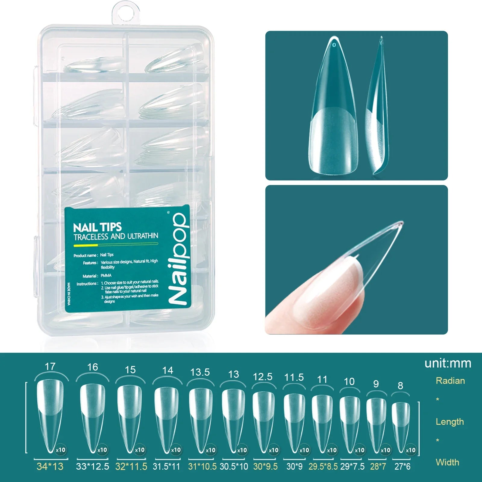 Gel X Nail Tips 120pcs Easy Soak Off Extensions - Smarsty