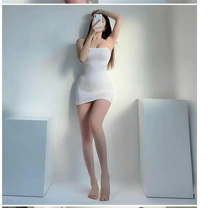 Elegant Solid Sling Sleeveless Type A Sheath Mini Short Dresses Summer New Sexy Slim Slimming Arm Covering Dresses - Smarsty