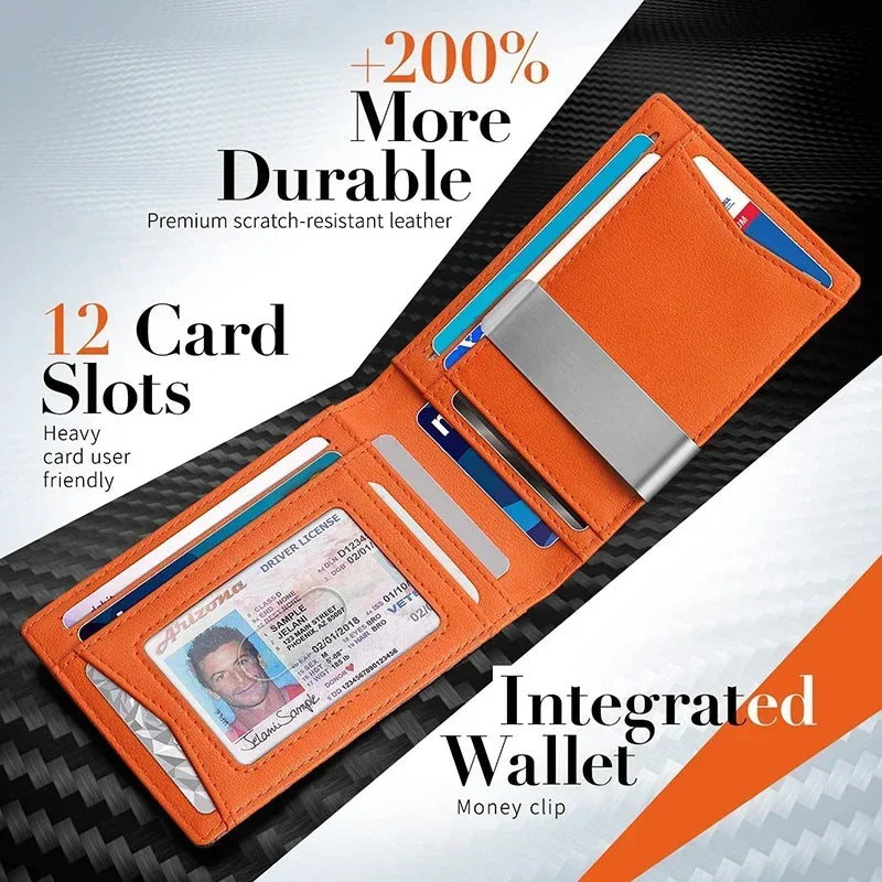 Rfid Carbon Fiber Luxury Men Wallets Money Bag Slim Thin Man Card Holder Wallet for Men Small Short Purse Male Vallet Billfold - Smarsty