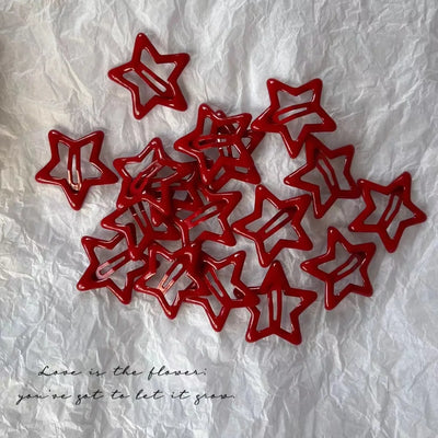 Red Star Snap Clips for Girls Stylish Hair Accessories - Smarsty