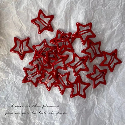 Red Star Snap Clips for Girls Stylish Hair Accessories - Smarsty