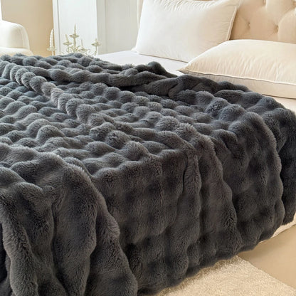 Double-Layer Rabbit Fur Blanket for Comfortable Summer Use - Smarsty