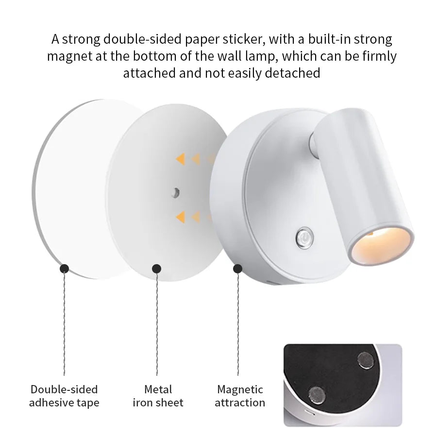 Wireless USB Rechargeable LED Magnetic Wall Light - Smarsty