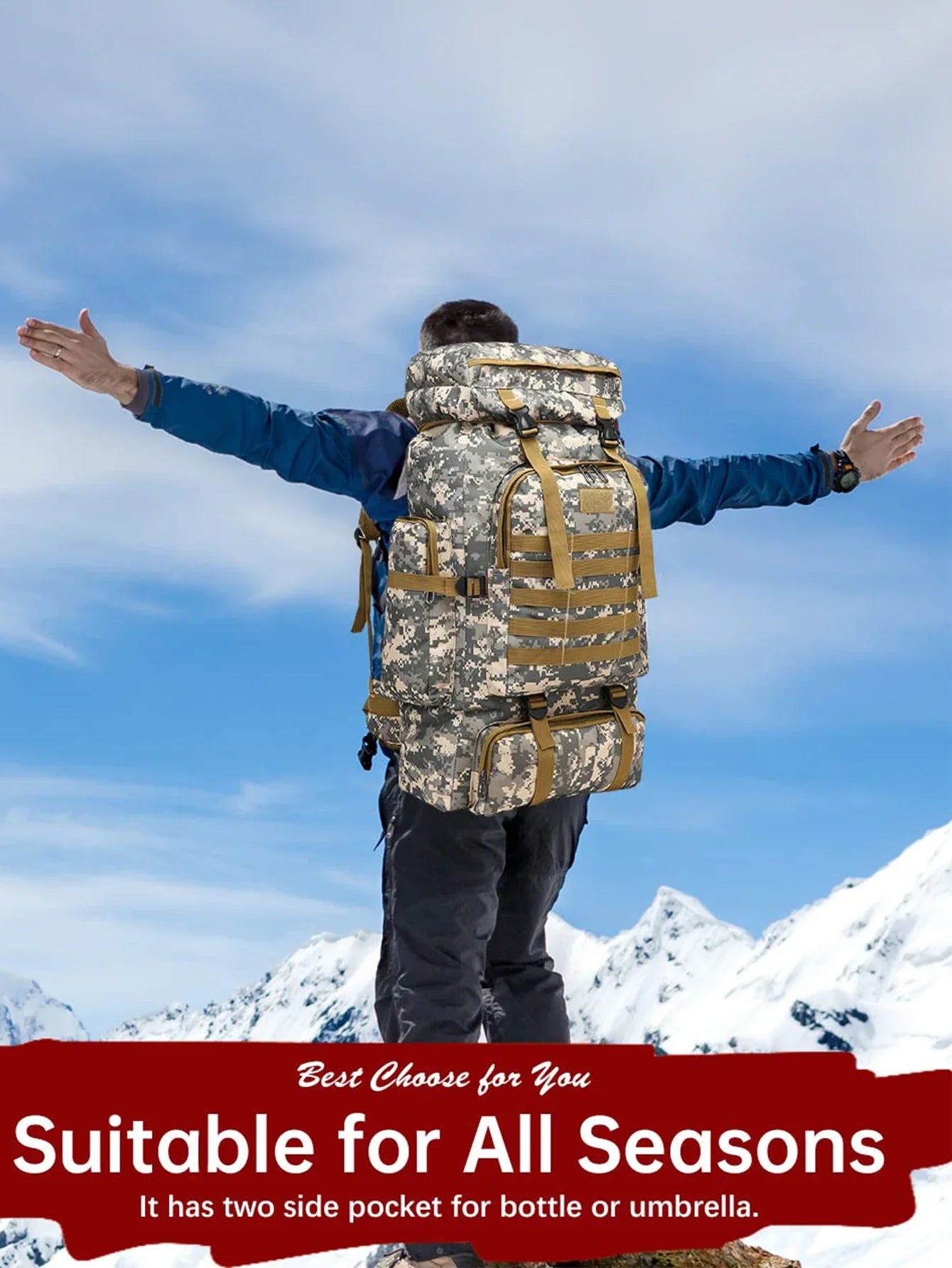 80L/100L  Mountaineering Bag Climb Bag Tactical Backpacks Large Backpack Outdoors Hiking Camping Travel Bags - Smarsty