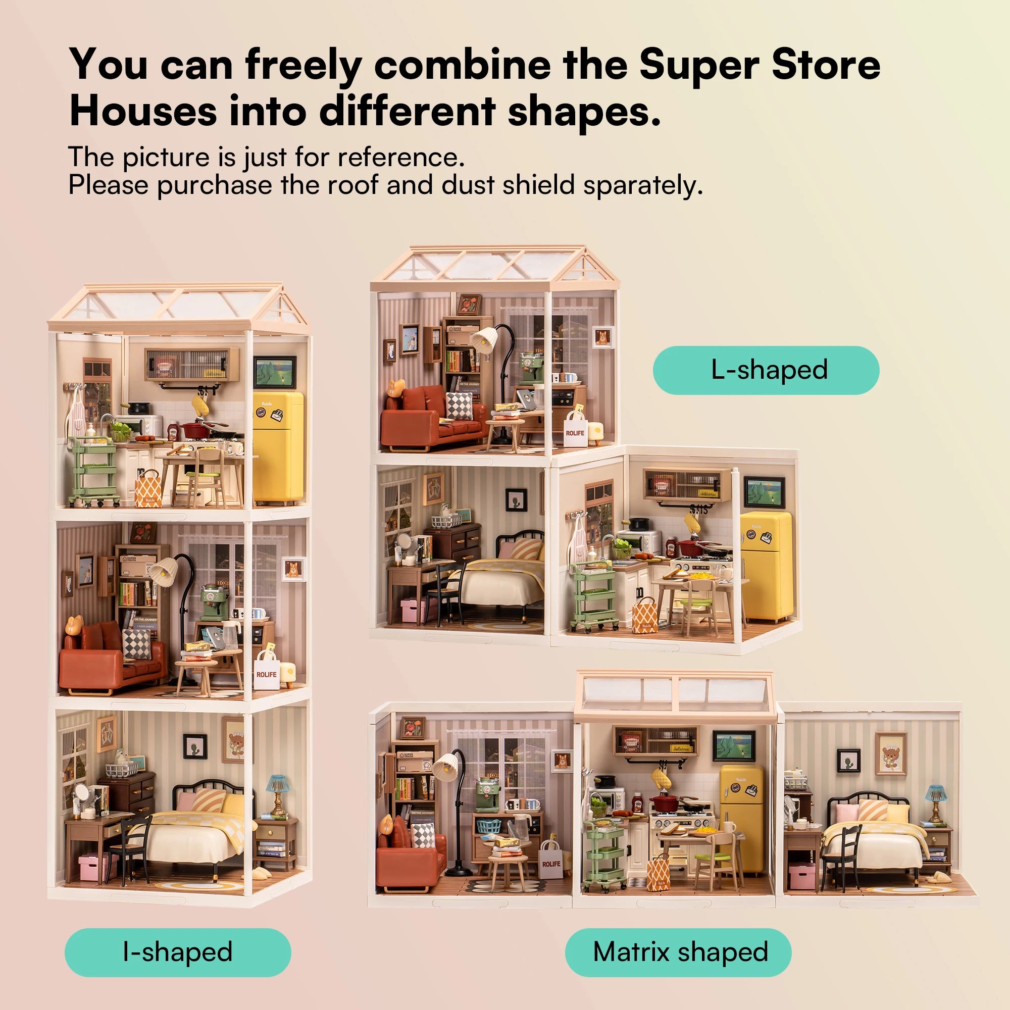 Robotime Rolife 3D Puzzle Model Super Store Series Happy Meals Kitchen Plastic DIY Miniature House Kit Building Blocks Kits