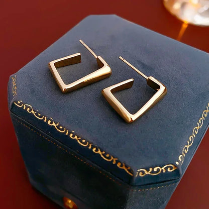 Geometric Metal Dangle Earrings in Gold and Silver Colors - Smarsty