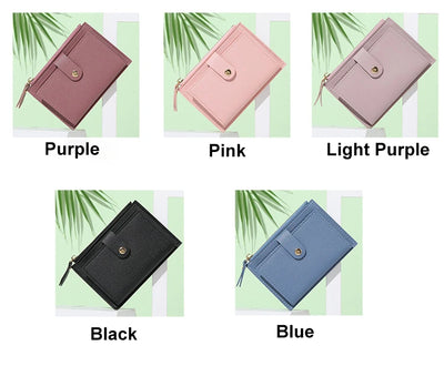 Women Wallets PU Leather Female Purse Mini Hasp Solid Multi-Cards Holder Coin Short Wallets Slim Small Wallet Zipper Hasp - Smarsty