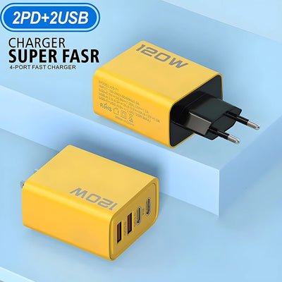 4 Ports USB C PD Charger Quick Charge 3.0 Type C USB Phone Chargers Fast Charging Adapter For iPhone 15 14 Samsung Xiaomi Huawei - Smarsty