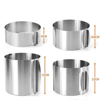 Rustproof Adjustable Stainless Steel Cake Mousse Ring - Smarsty