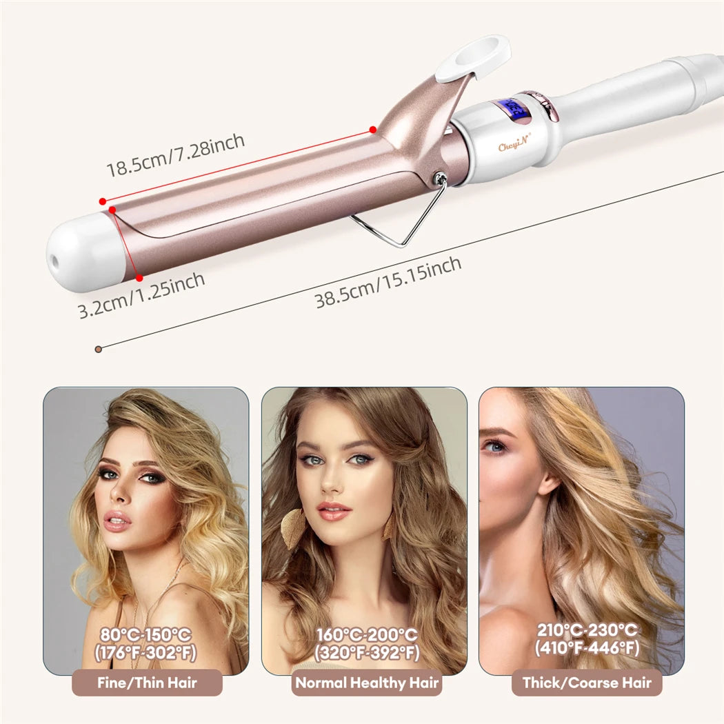 CkeyiN Professional Ceramic Hair Curler with Adjustable Temperature - Smarsty
