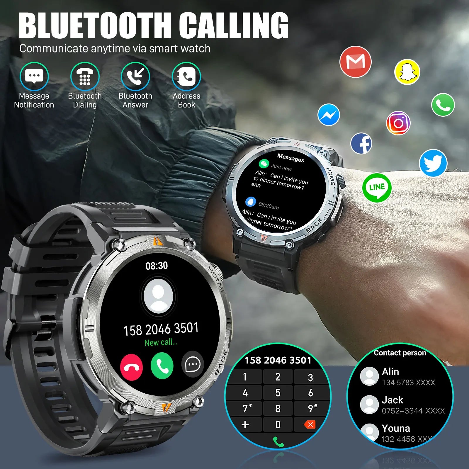 EIGIIS KE3 Smart Watch Bluetooth Call Waterproof Health Monitor - Smarsty