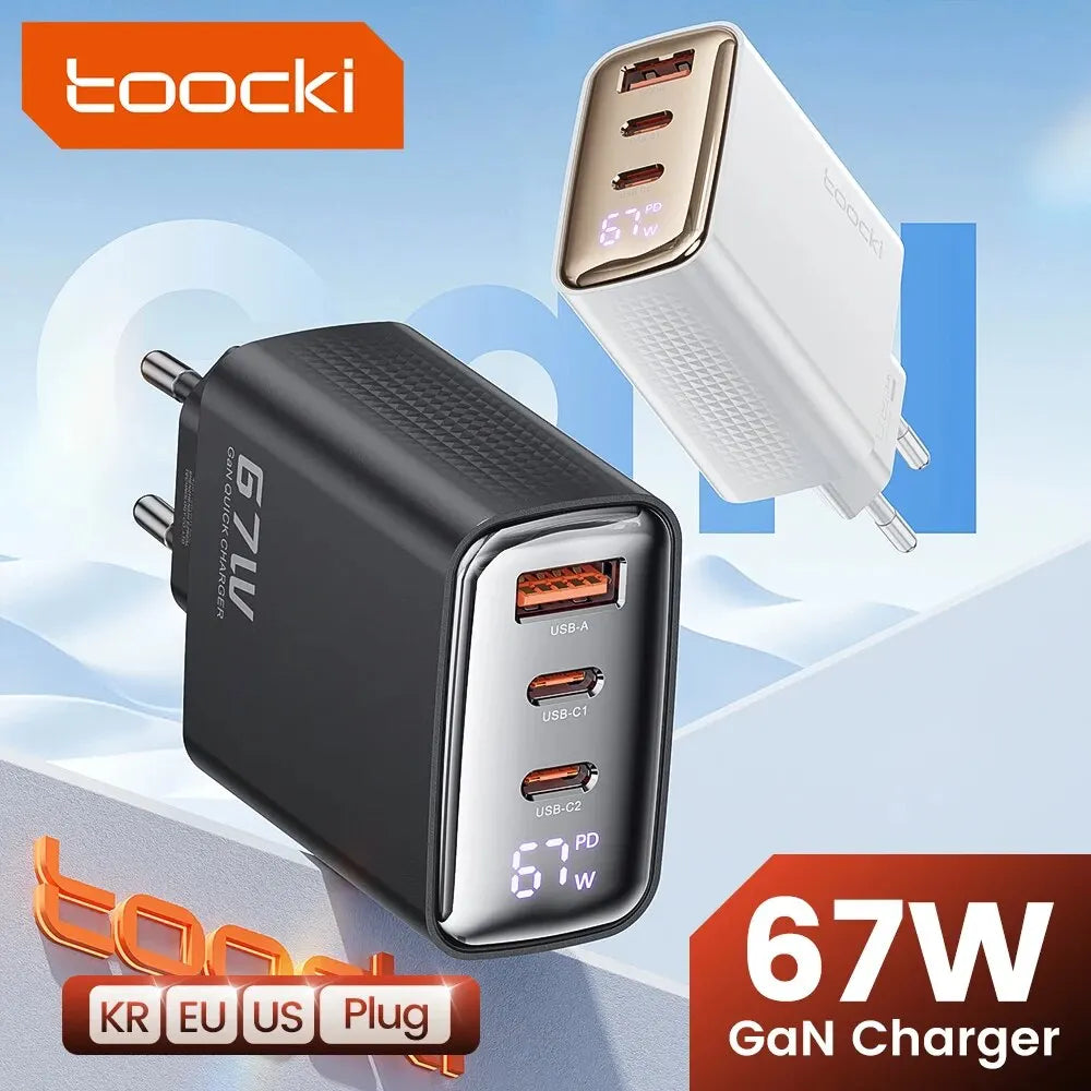 GaN USB Type C Charger With Digital Display 65W Power - Smarsty