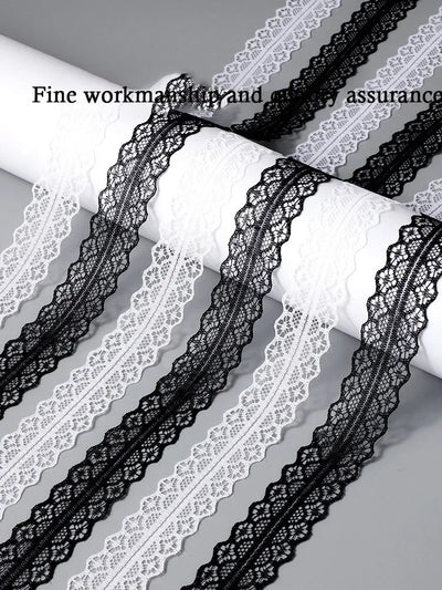 Fancy Lace Shoelaces for Women Casual Shoes 2.9CM Width Flat Shoelace for Sneakers Black White Shoe Laces Accessorices - Smarsty