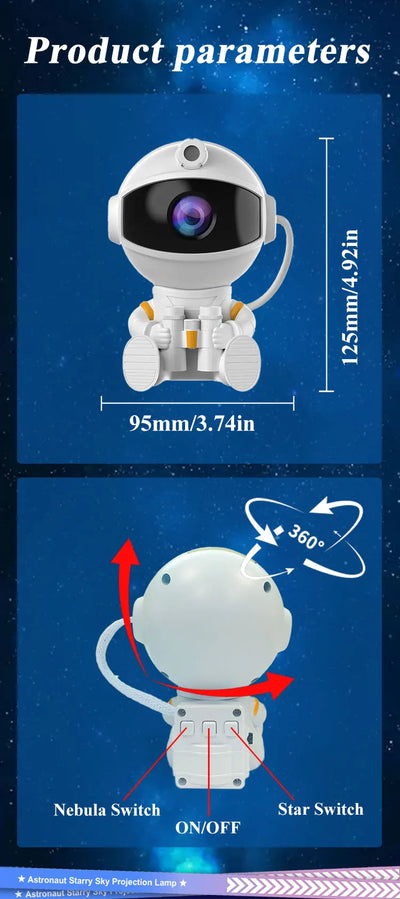 Astronaut Projector Galaxy Starry Night Lights for Bedroom LED Nebula Lamp Decoration Child Adult Holiday Gift - Smarsty