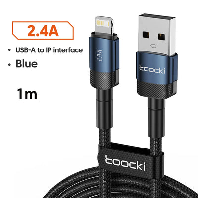 Toocki USB Cable For iPhone 14 13 12 Pro Max X XS XR 8 7 Plus iPad Fast Charging Charger Aluminum iP Cable For iPhone Data Cord - Smarsty