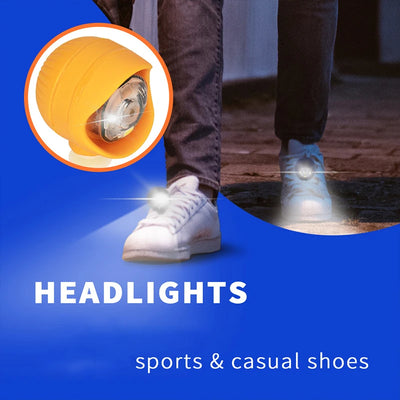 2pcs Shoe Lights PVC LED Headlight Shoe Charms Accessories for Night Rides, Walk & Dog Walks Outdoor Activities,3 Lighting Modes - Smarsty