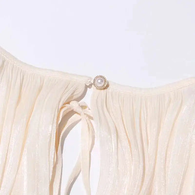 TWOTWINSTYLE Solid Blouse Mini Dresses For Women V Neck Long Sleeve Spliced Lace Up Sweet Style Dress Female Clothing Fashion - Smarsty