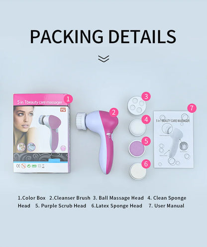 Electric 5 In 1 Facial Brush With Pore Cleaner - Smarsty