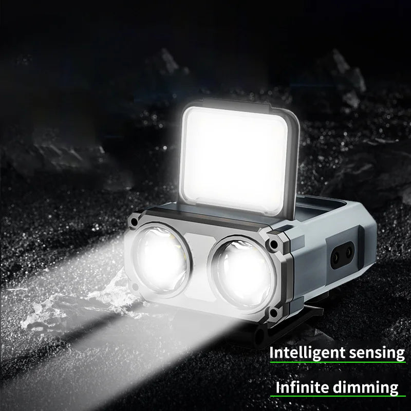 Ultra Bright Mini Rechargeable Head Lamp LED Clip on Cap Light Waterproof Sensor Hat Light Flashlight Headlamp for Fishing Camp by Smarsty