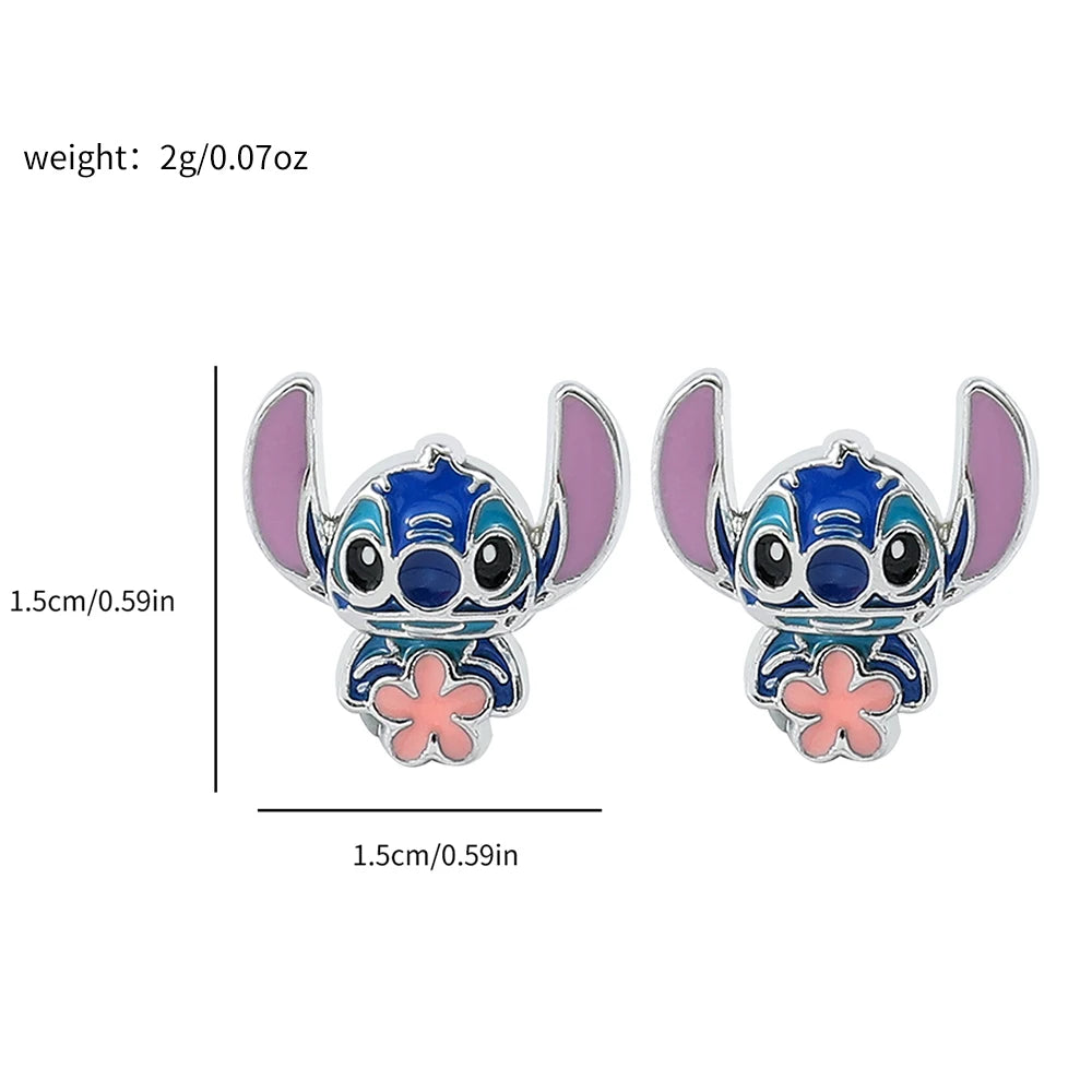 Cute Disney Stitch Flower Stud Earrings for Women and Girls - Smarsty
