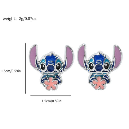 Cute Disney Stitch Flower Stud Earrings for Women and Girls - Smarsty