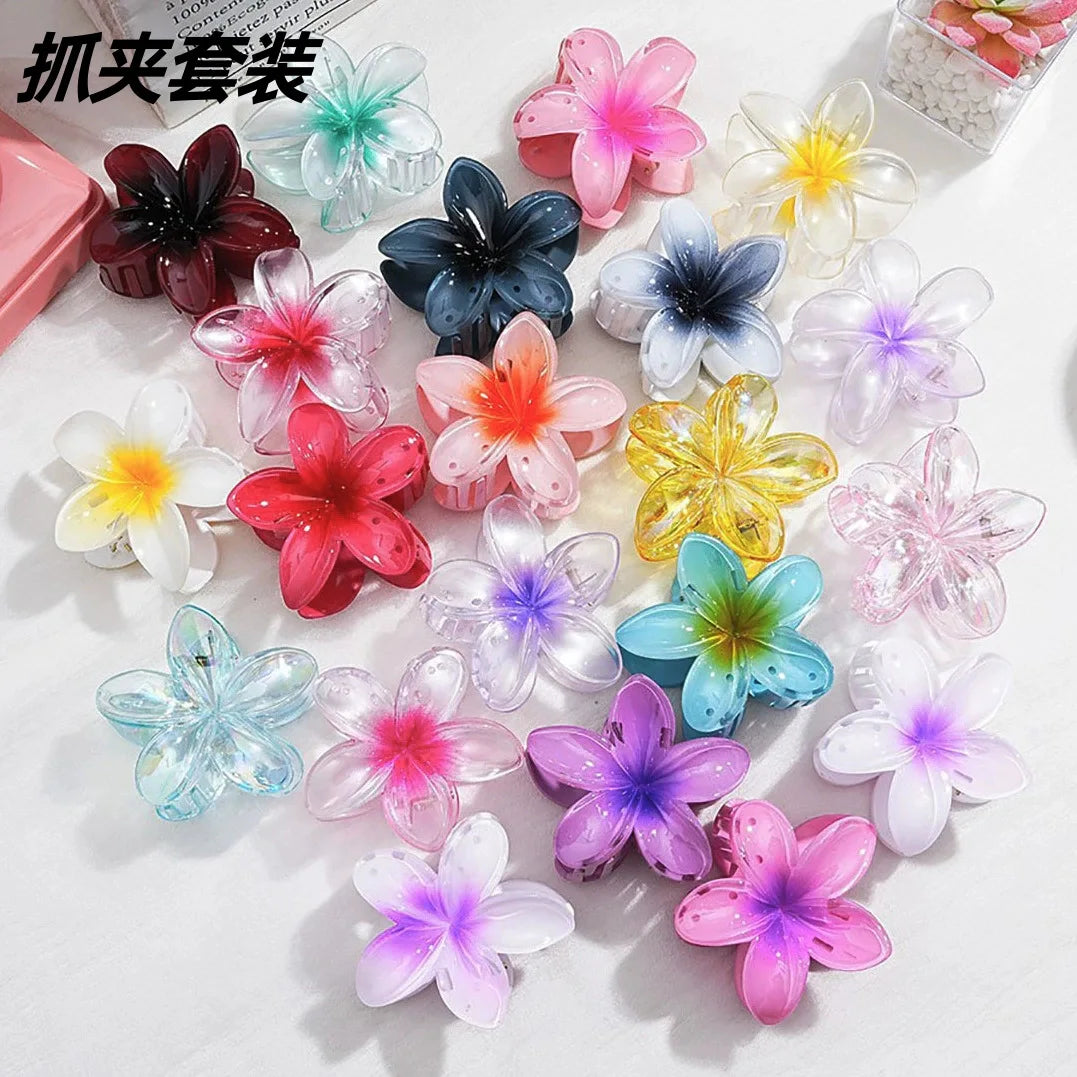 3 Piece Summer Floral Hair Claw Clips For Beach Lightweight - Smarsty