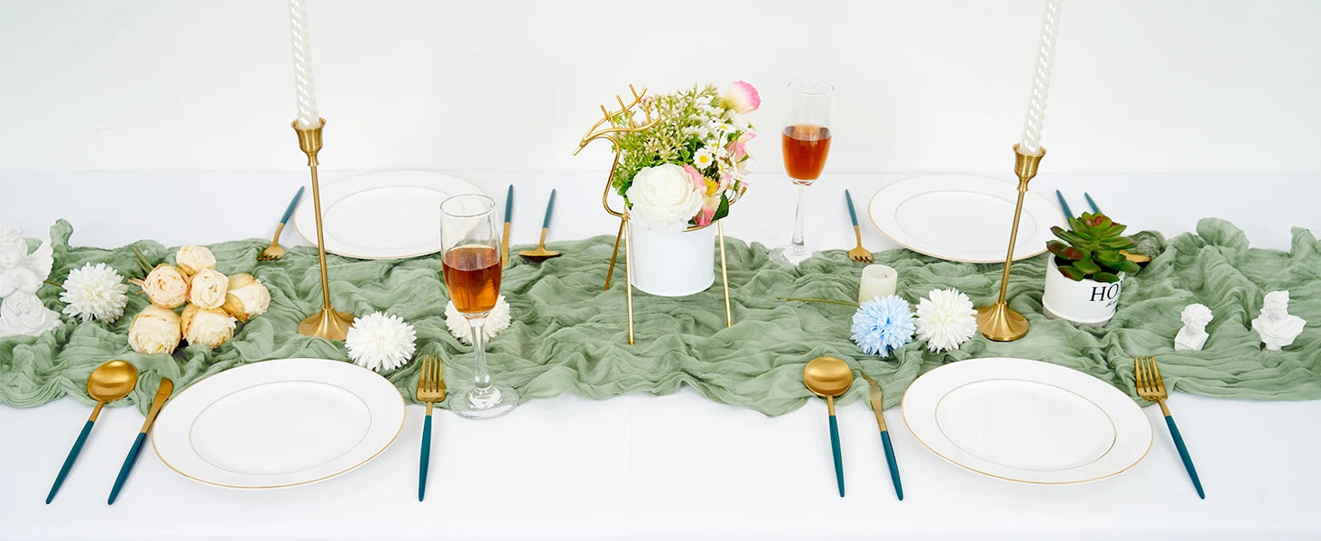 Boho Cheesecloth Table Runner for Rustic Weddings - Smarsty