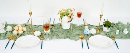 Boho Cheesecloth Table Runner for Rustic Weddings - Smarsty