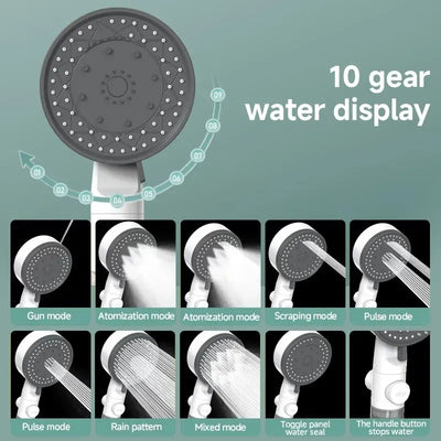 High Quality 8 Mode Shower Head Water Filter Adjustable High Pressure Shower Portable One-Key Stop Shower Bathroom Accessories - Smarsty