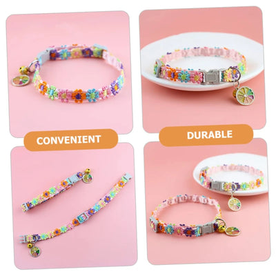 Pet Collar With Bell Cartoon Footprint Colorful Dog Puppy Kitten Collar Adjustable Safety Bell Ring Necklace Pet Accessories - Smarsty