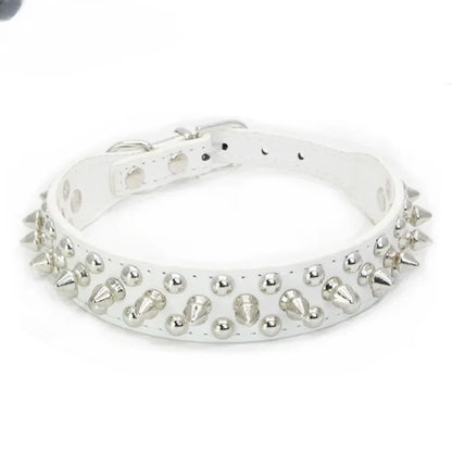 Adjustable Leather Dog Collar with Spikes for Small Pets - Smarsty