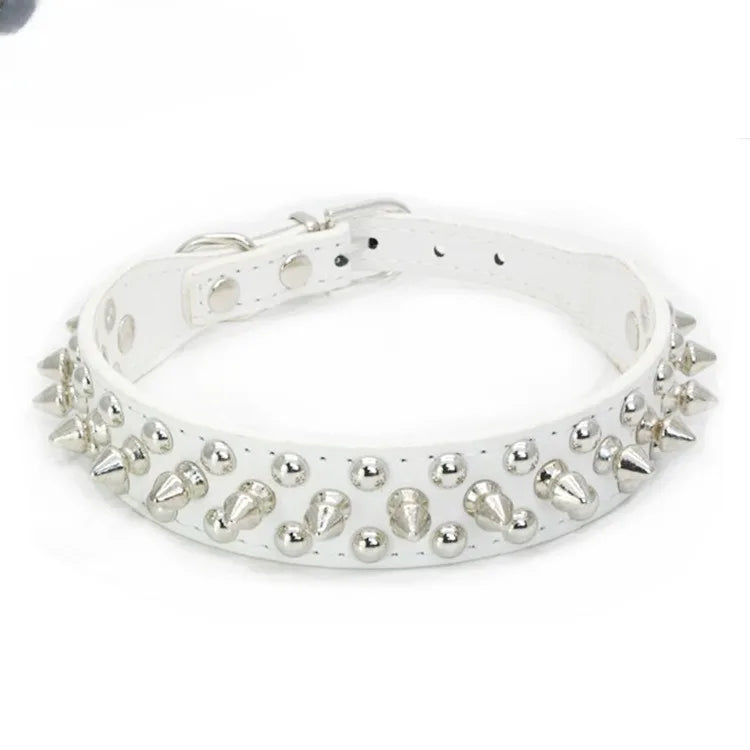Adjustable Leather Dog Collar with Spikes for Small Pets - Smarsty