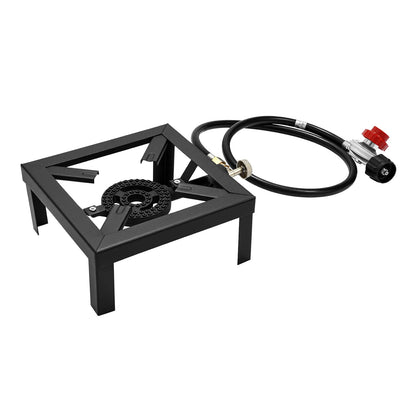 8000W Portable Double Burner Outdoor Gas Stove Propane Cooker with Adjustable 0-10Psi Regulator Hose for Patio Camping, BBQ