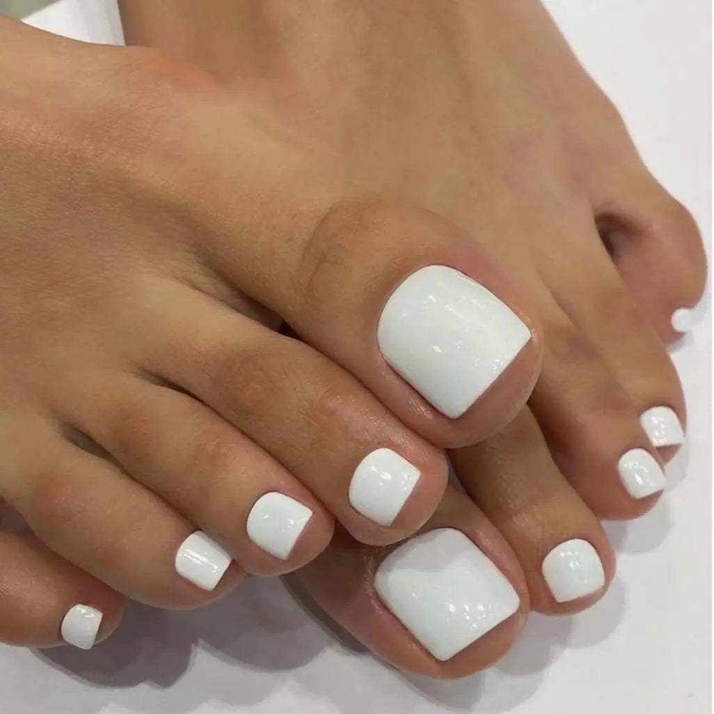 24PCS Pink French Tip Press On Toe Nails - Smarsty