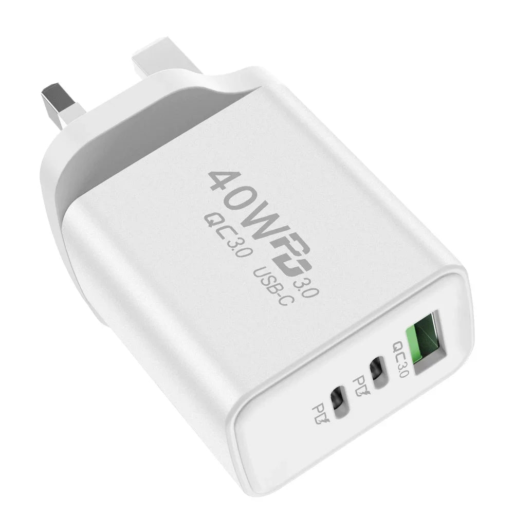 40W USB C PD Fast Charger Multi Port iPhone Xiaomi - Smarsty