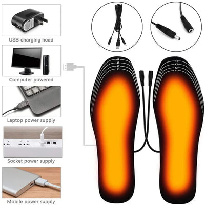 USB Heated Insoles Shoe Electric Foot Warming Pad Feet Warmer Sock Pad Mat Winter Outdoor Sports Heating Insole Winter Warm - Smarsty