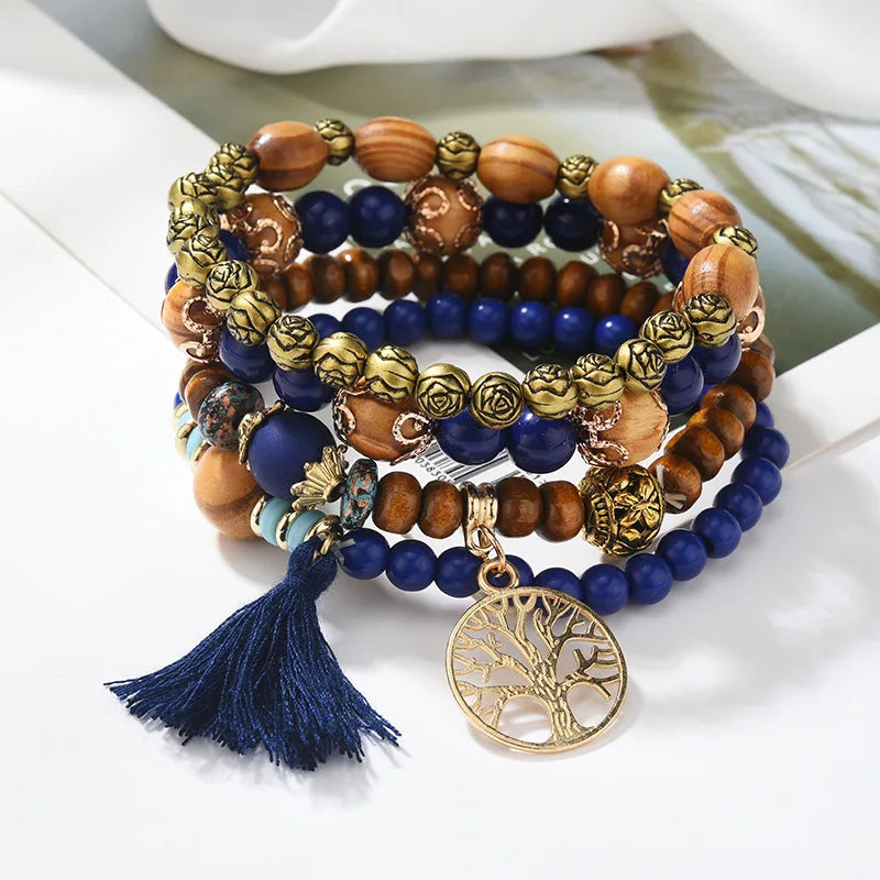 Bohemian Tree of Life Beaded Bracelet Set for Women - Smarsty