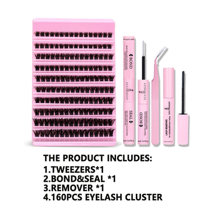 DIY Eyelash Extension Kit with 200pcs D Curl Clusters - Smarsty