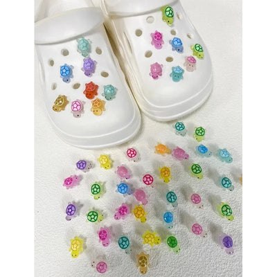4pcs Glow-In-The-Dark Cute 3D Turtle Detachable Shoe Charms Decorations, Luminous Clips For Beach Sandals - Smarsty