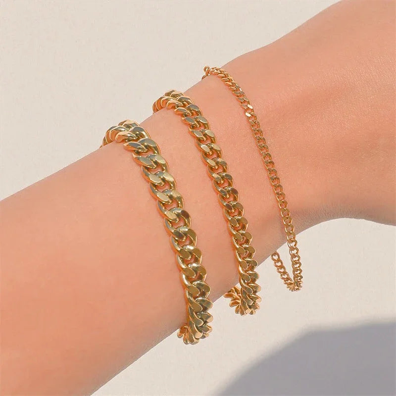 Stainless Steel Cuban Chain Bracelet Unisex Fashion Wristband - Smarsty