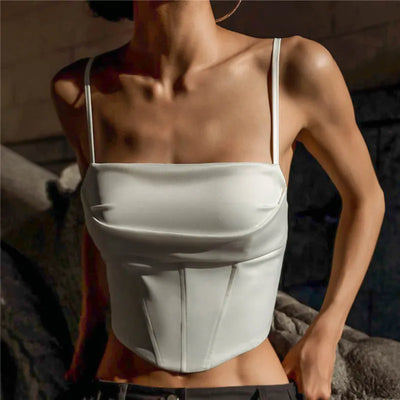 Spaghetti Strap Tank Top Sexy Backless Bandage Skinny Crop Tops 2024 Summer Elegant Lace Up Party Streetwear Women Camis - Smarsty