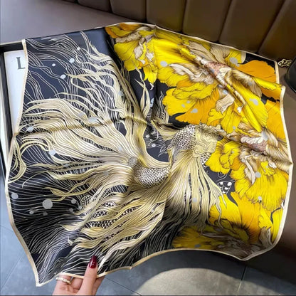 Luxury Women Silk Leopard Print Scarf Soft Satin Wrap - Smarsty