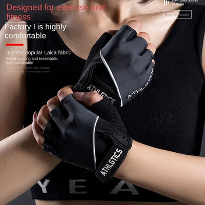 1Pair Breathable Cycling Gloves Workout Gym Gloves for Men Women Weight Lifting Fingerless Gloves Training Exercise Fitness by Smarsty