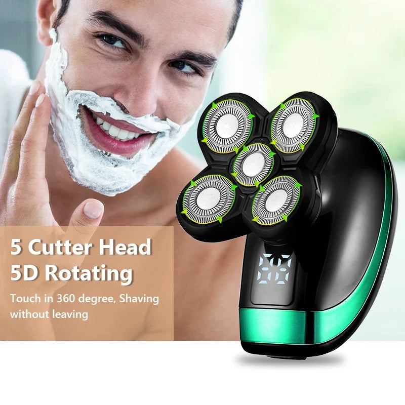 5 In 1 Men's Rechargeable Electric Shaver with Floating Heads - Smarsty