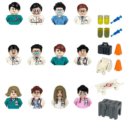 building blocks action doll mini city figures toys girls soldiers policeman robot worker fireman farmer cook movie characters